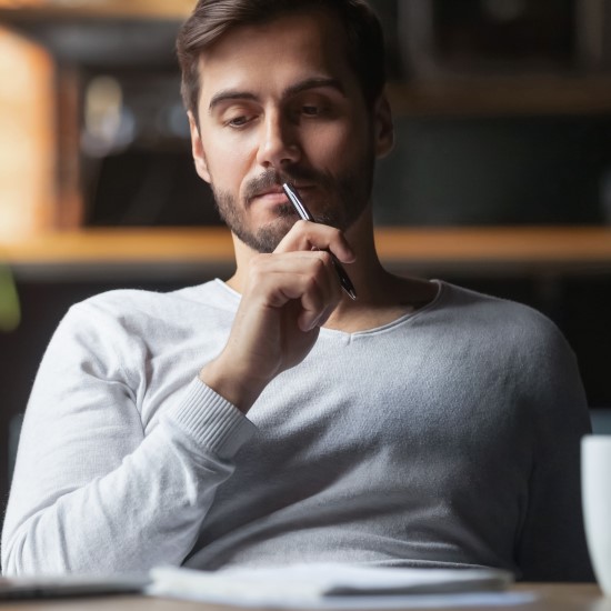 Man looking pensive