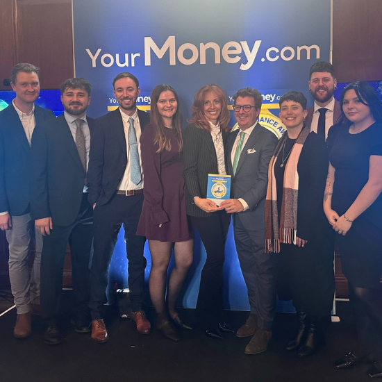 Beagle Street team collecting the Best Life Insurance Provider awards at the YourMoney.com Awards 2026